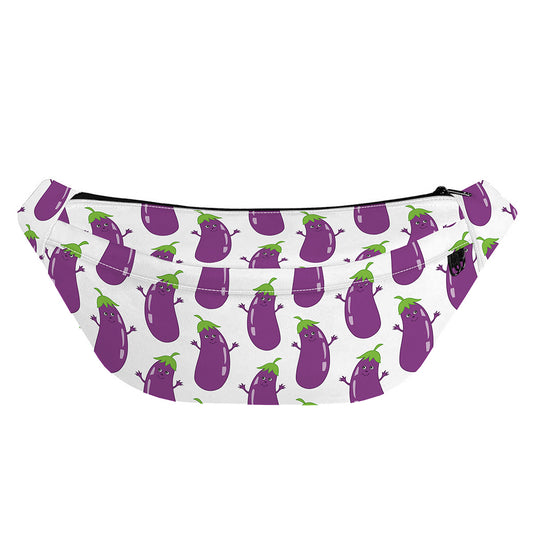 Cartoon Eggplant Pattern Print Fanny Pack