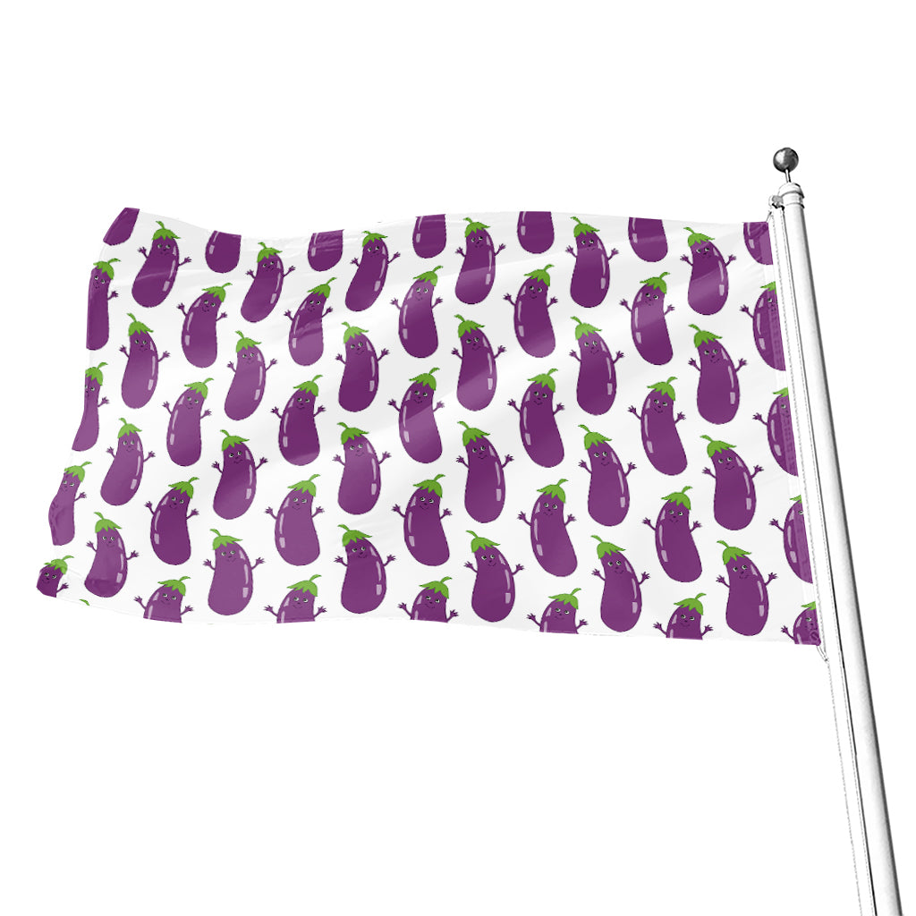 Cartoon Eggplant Pattern Print Flag