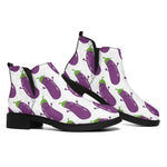 Cartoon Eggplant Pattern Print Flat Ankle Boots