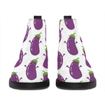 Cartoon Eggplant Pattern Print Flat Ankle Boots