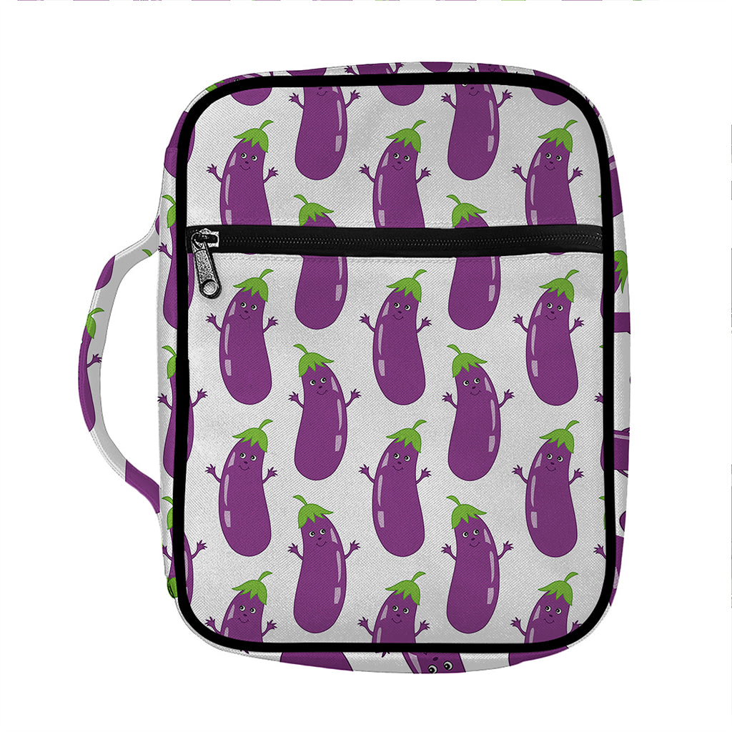 Cartoon Eggplant Pattern Print Front Pocket Bible Bag