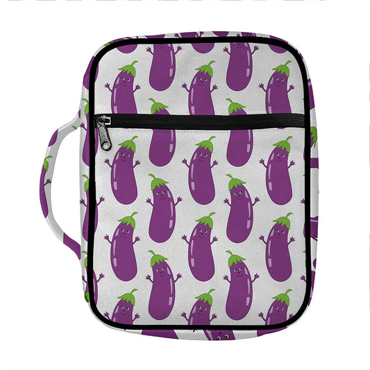 Cartoon Eggplant Pattern Print Front Pocket Bible Bag