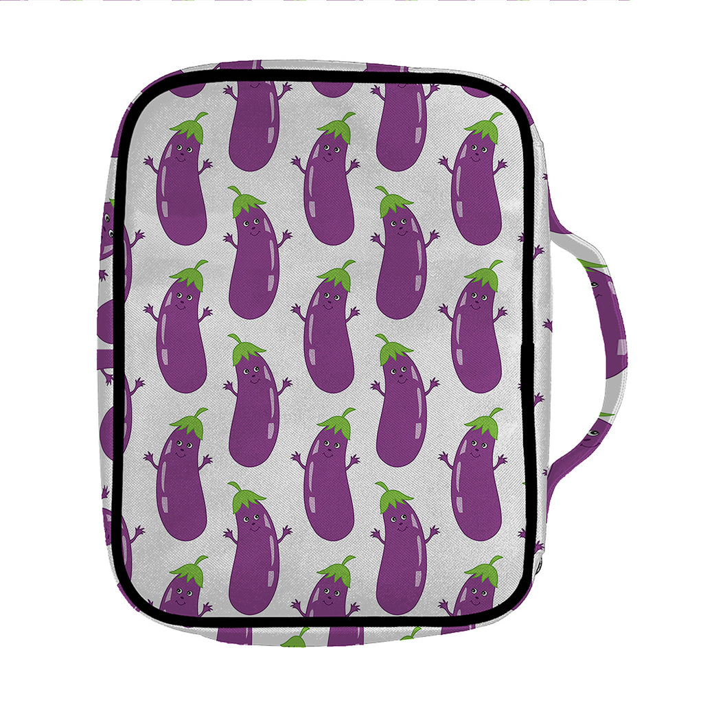 Cartoon Eggplant Pattern Print Front Pocket Bible Bag