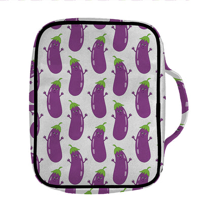 Cartoon Eggplant Pattern Print Front Pocket Bible Bag