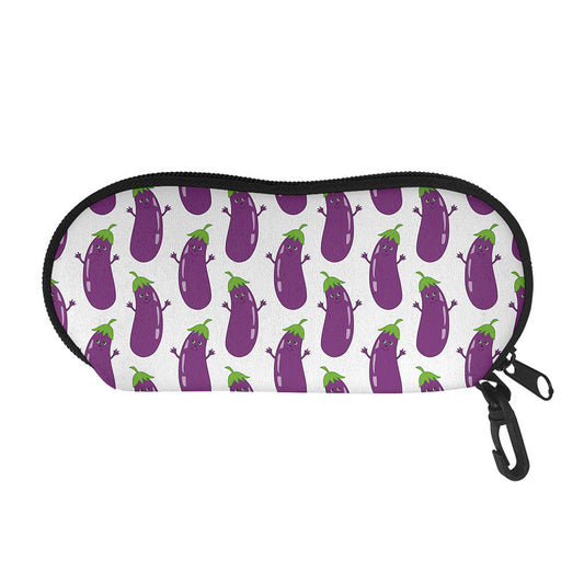 Cartoon Eggplant Pattern Print Glasses Case