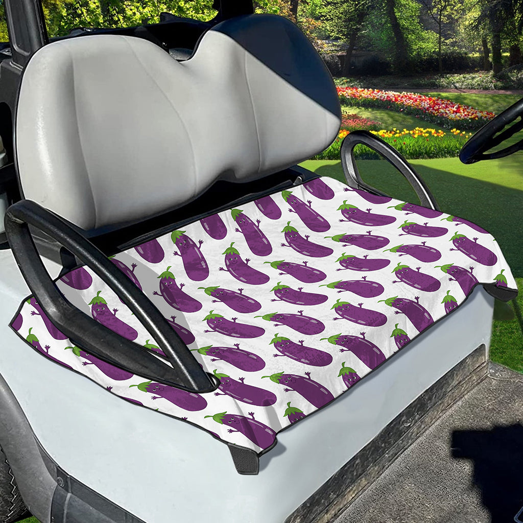 Cartoon Eggplant Pattern Print Golf Cart Seat Cover