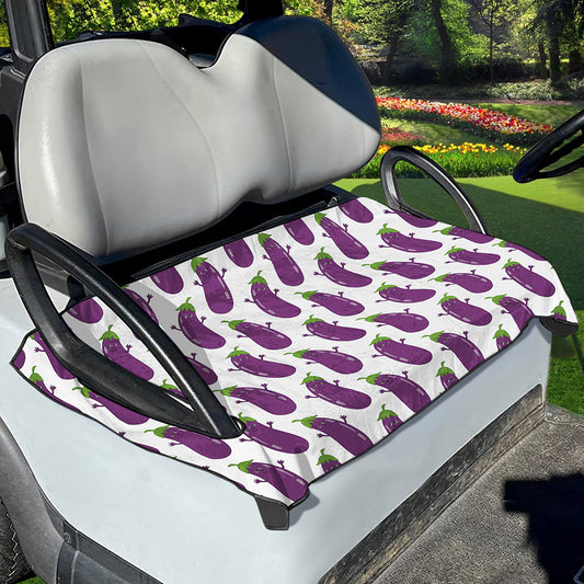 Cartoon Eggplant Pattern Print Golf Cart Seat Cover