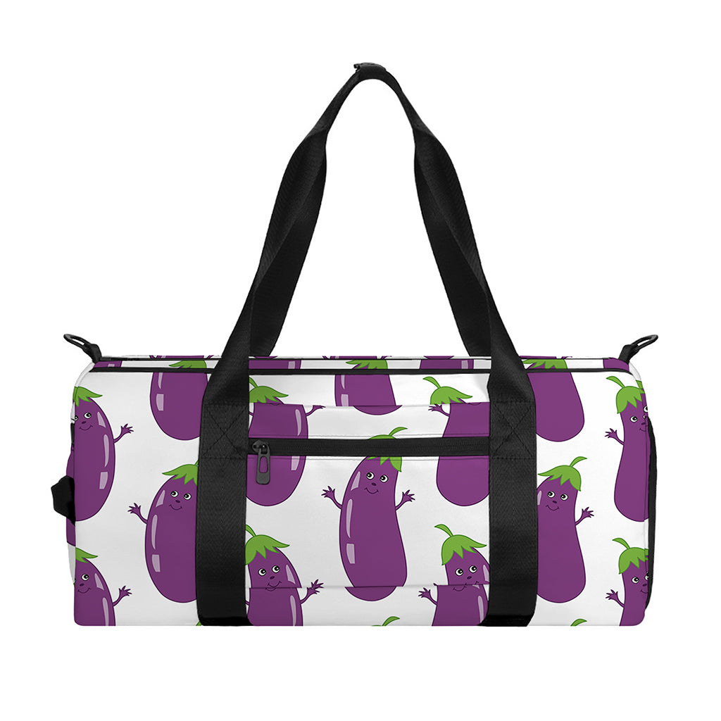 Cartoon Eggplant Pattern Print Gym Bag