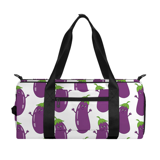 Cartoon Eggplant Pattern Print Gym Bag