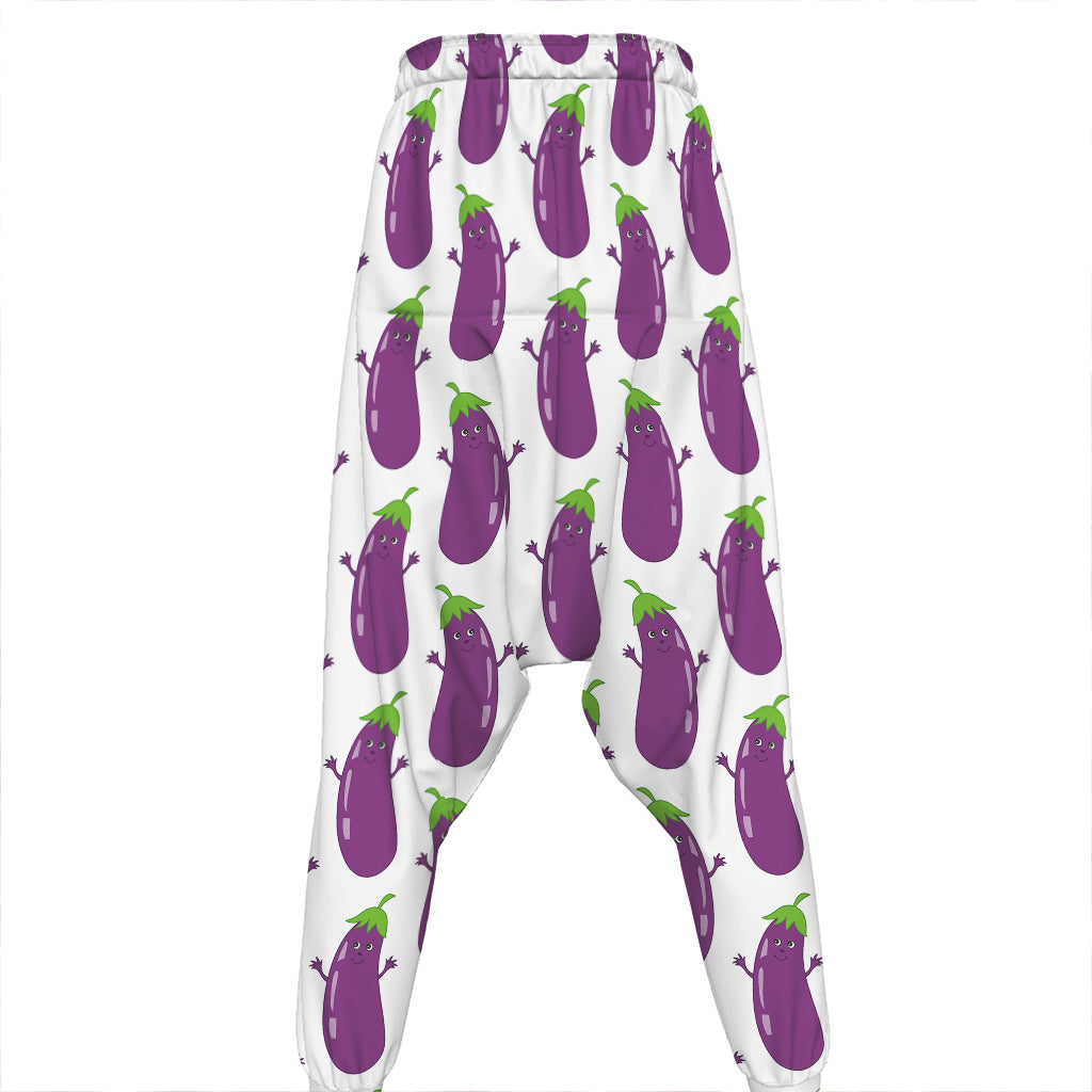 Cartoon Eggplant Pattern Print Hammer Pants