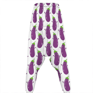 Cartoon Eggplant Pattern Print Hammer Pants