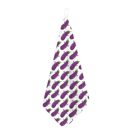 Cartoon Eggplant Pattern Print Hand Towel