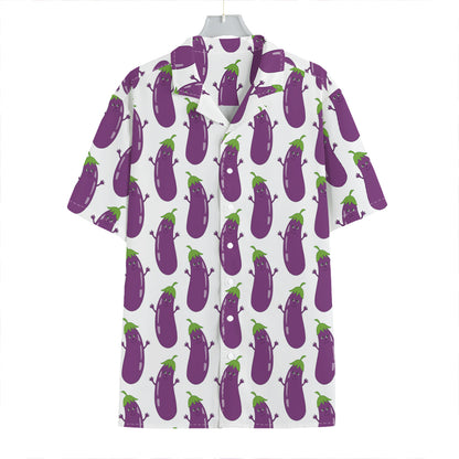 Cartoon Eggplant Pattern Print Hawaiian Shirt