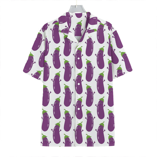 Cartoon Eggplant Pattern Print Hawaiian Shirt