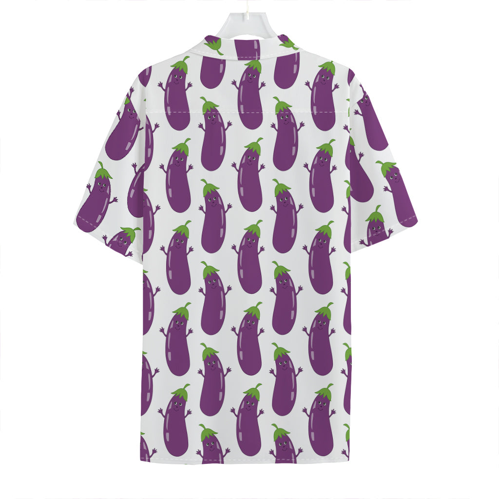 Cartoon Eggplant Pattern Print Hawaiian Shirt