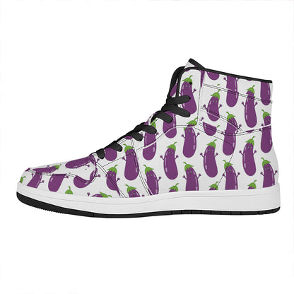 Cartoon Eggplant Pattern Print High Top Leather Sneakers