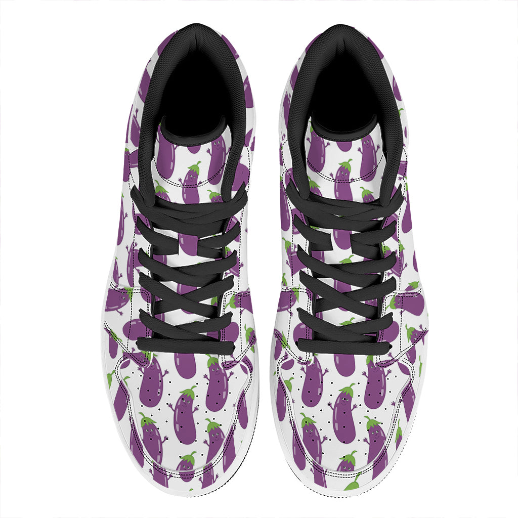 Cartoon Eggplant Pattern Print High Top Leather Sneakers