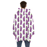 Cartoon Eggplant Pattern Print Hoodie Blanket