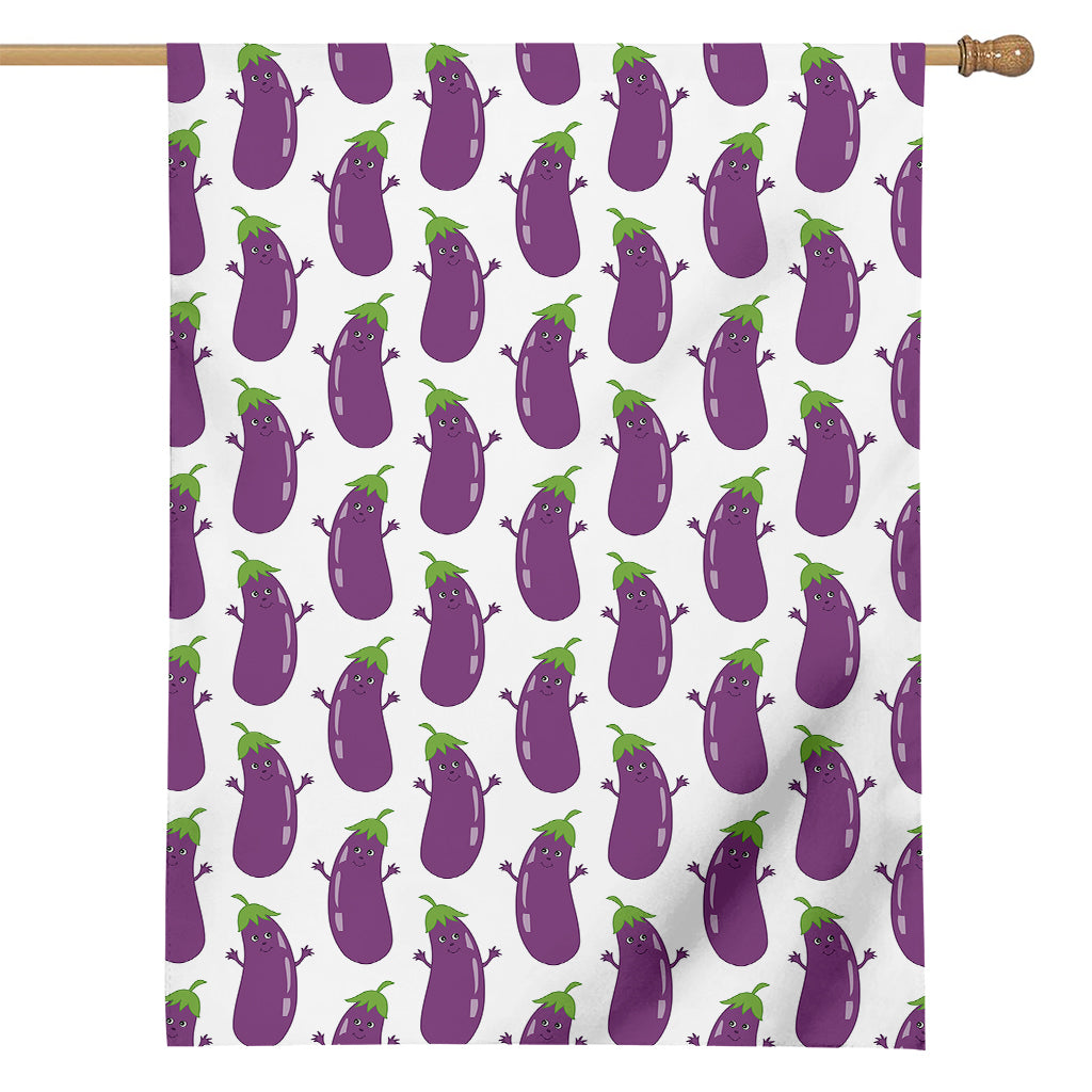 Cartoon Eggplant Pattern Print House Flag