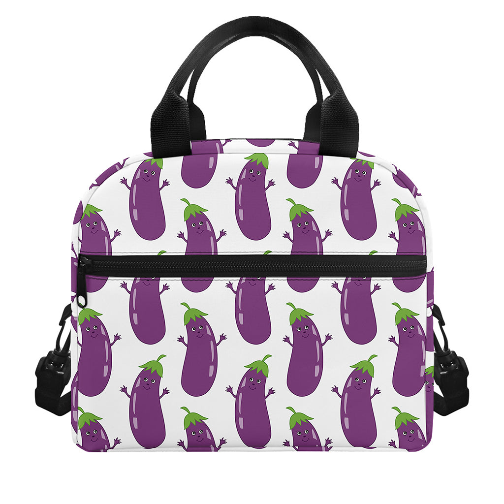Cartoon Eggplant Pattern Print Insulated Lunch Bag