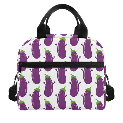 Cartoon Eggplant Pattern Print Insulated Lunch Bag