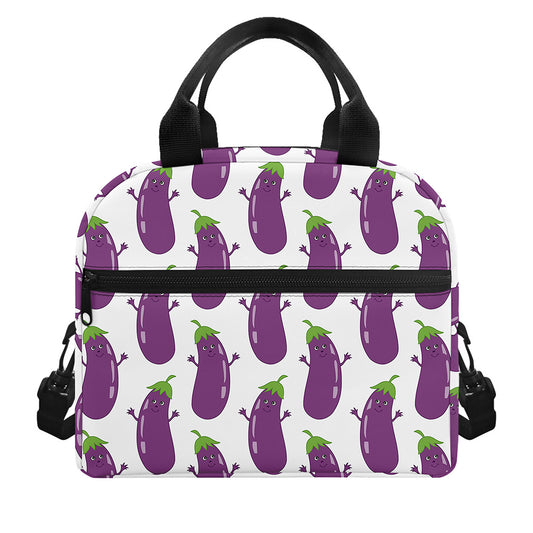 Cartoon Eggplant Pattern Print Insulated Lunch Bag