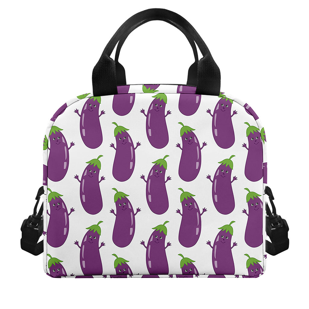 Cartoon Eggplant Pattern Print Insulated Lunch Bag