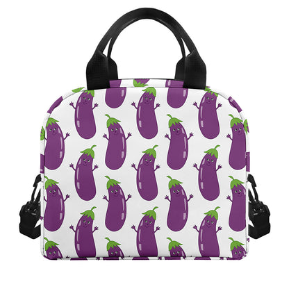 Cartoon Eggplant Pattern Print Insulated Lunch Bag