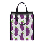 Cartoon Eggplant Pattern Print Insulated Lunch Tote