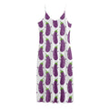 Cartoon Eggplant Pattern Print Jersey Midi Cami Dress