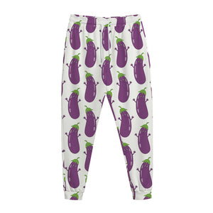 Cartoon Eggplant Pattern Print Jogger Pants