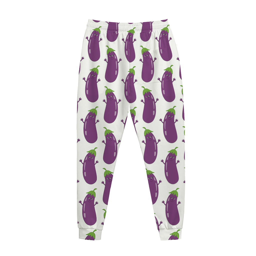 Cartoon Eggplant Pattern Print Jogger Pants