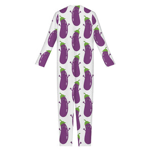 Cartoon Eggplant Pattern Print Jumpsuit