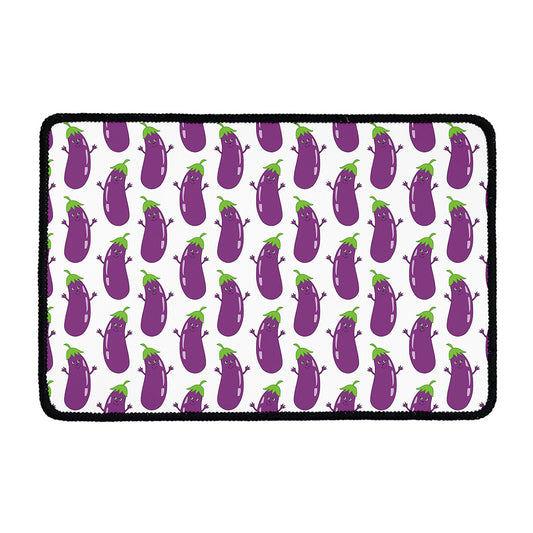 Cartoon Eggplant Pattern Print Kitchen Mat