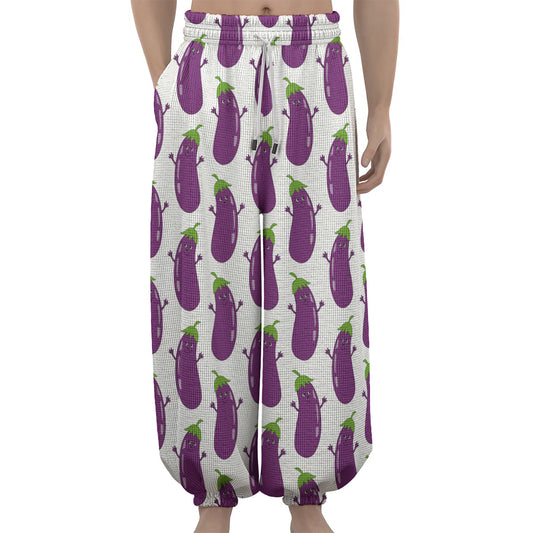 Cartoon Eggplant Pattern Print Lantern Pants