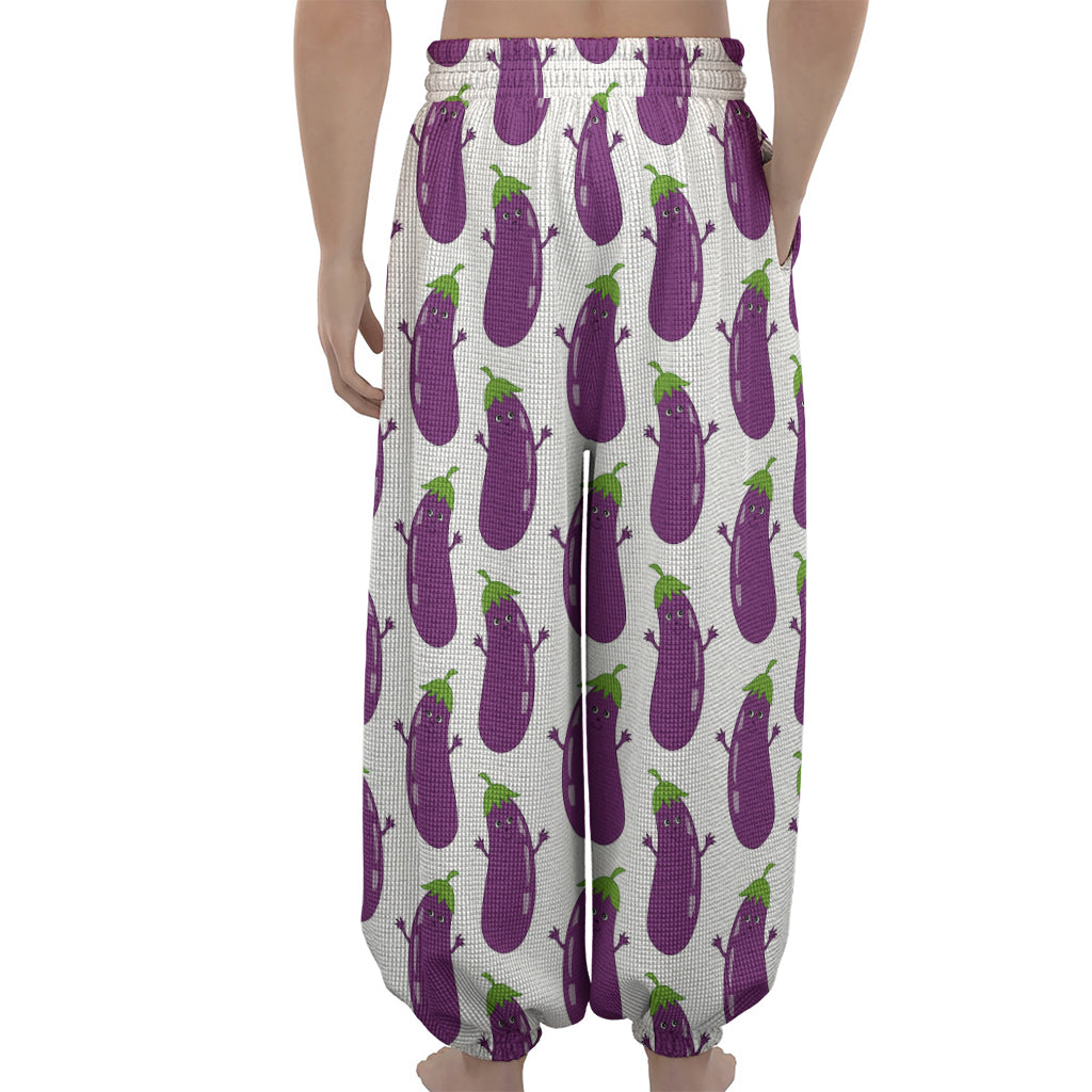 Cartoon Eggplant Pattern Print Lantern Pants