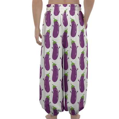 Cartoon Eggplant Pattern Print Lantern Pants