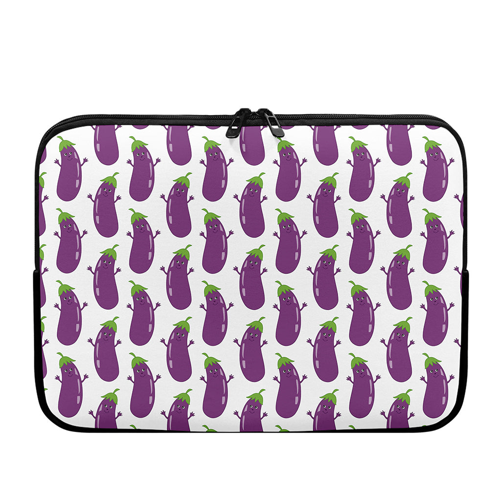 Cartoon Eggplant Pattern Print Laptop Sleeve