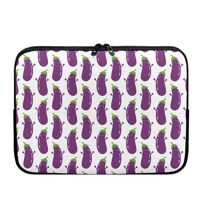 Cartoon Eggplant Pattern Print Laptop Sleeve