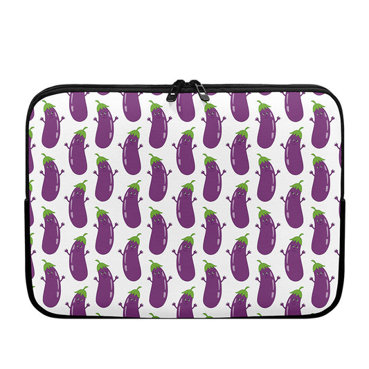 Cartoon Eggplant Pattern Print Laptop Sleeve