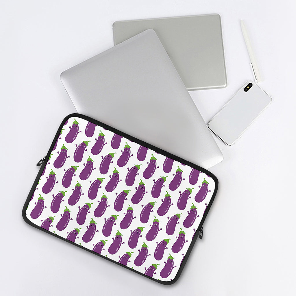 Cartoon Eggplant Pattern Print Laptop Sleeve