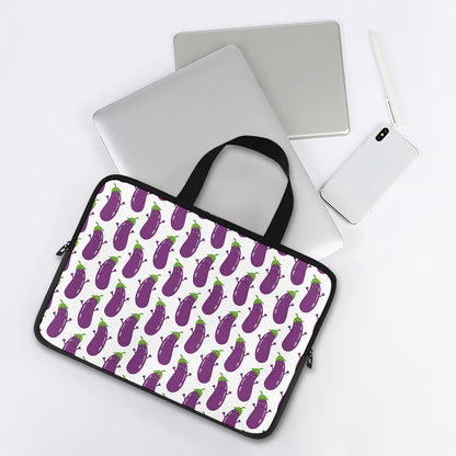 Cartoon Eggplant Pattern Print Laptop Sleeve With Handle