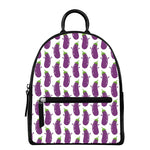 Cartoon Eggplant Pattern Print Leather Backpack