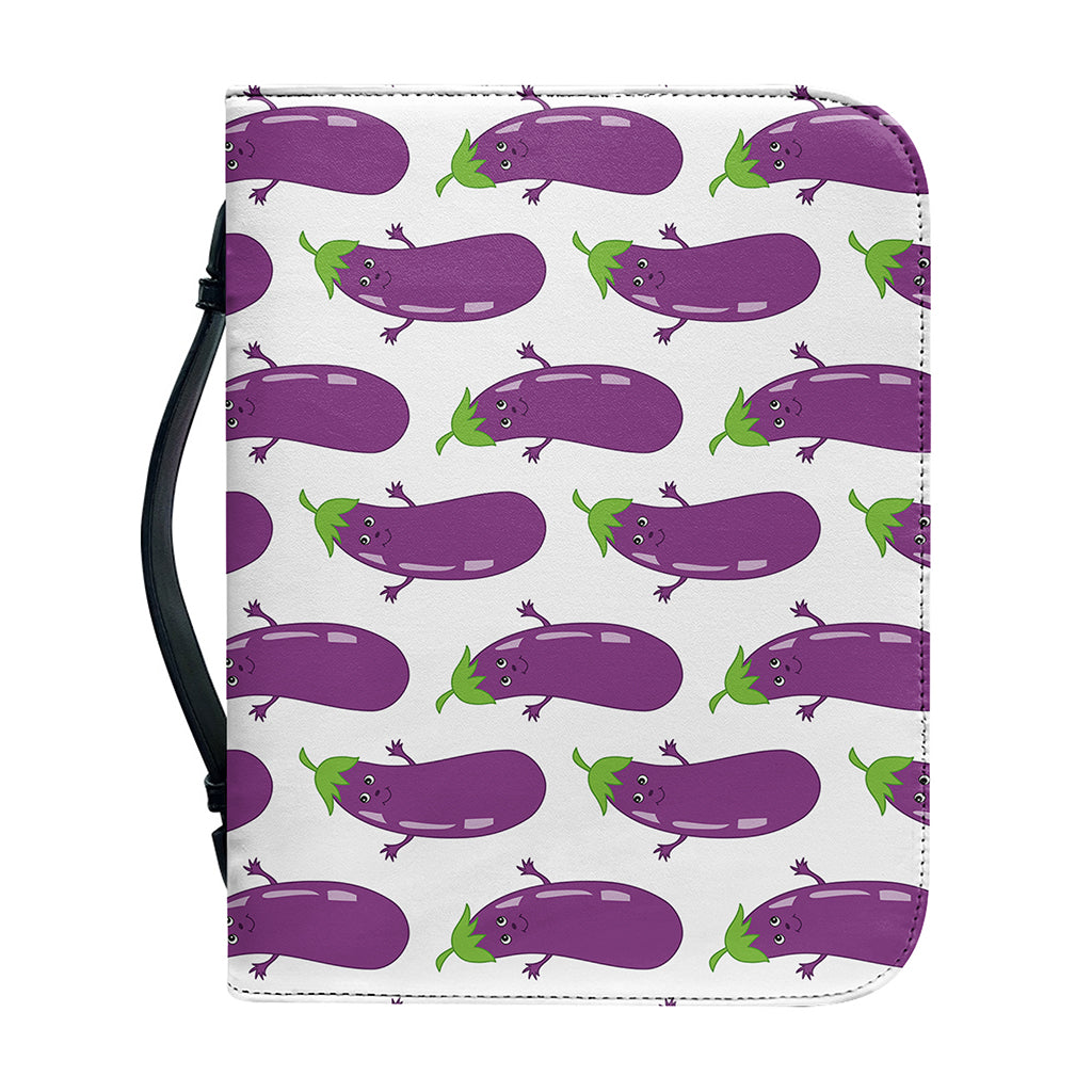 Cartoon Eggplant Pattern Print Leather Bible Cover