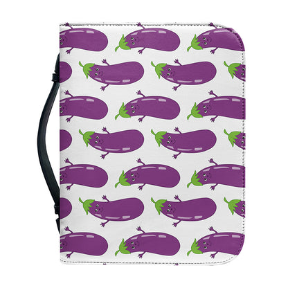 Cartoon Eggplant Pattern Print Leather Bible Cover
