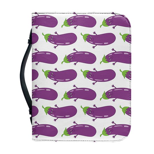 Cartoon Eggplant Pattern Print Leather Bible Cover