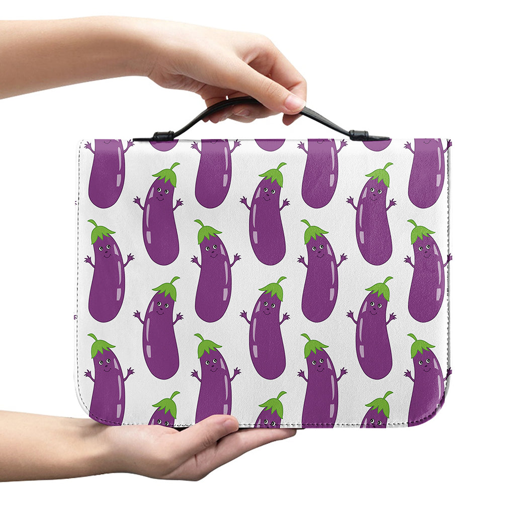 Cartoon Eggplant Pattern Print Leather Bible Cover