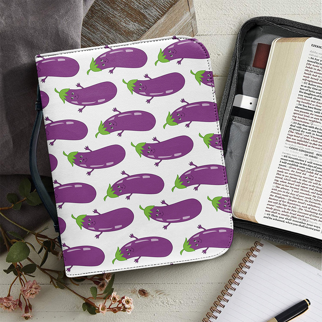 Cartoon Eggplant Pattern Print Leather Bible Cover