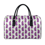 Cartoon Eggplant Pattern Print Leather Duffle Bag