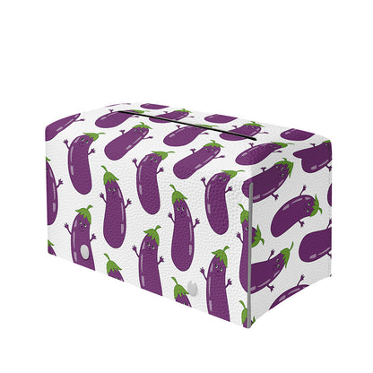 Cartoon Eggplant Pattern Print Leather Tissue Box Cover